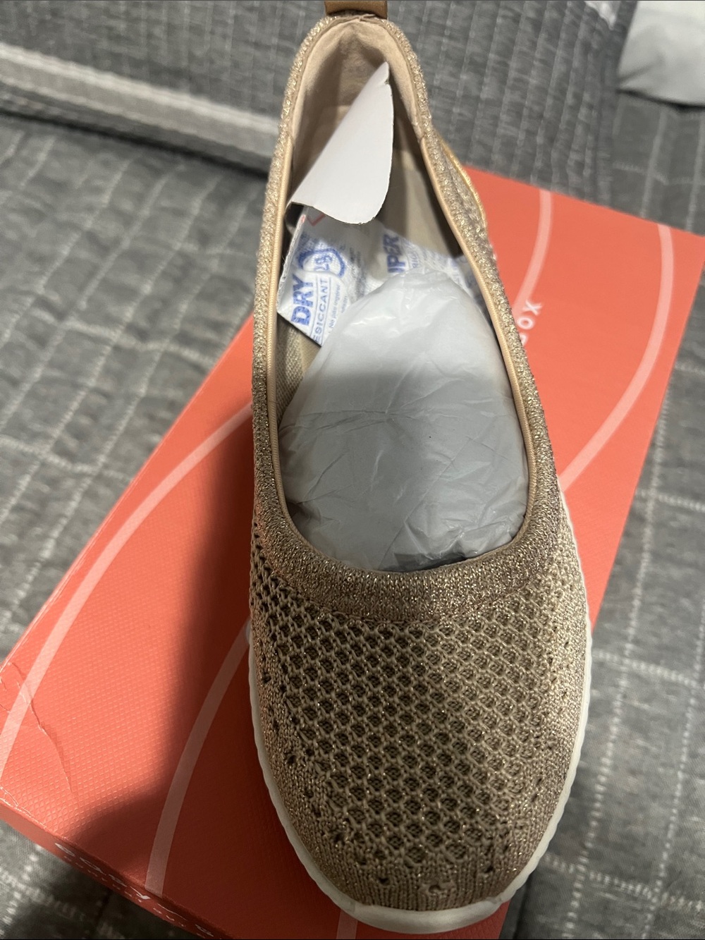 Easy Spirit Gold Knit Slip-On Flat